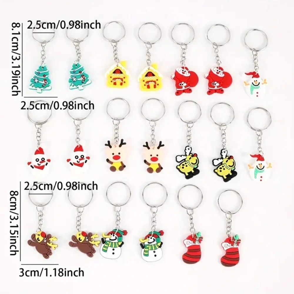 🔴 5 for $10 ONE Christmas Gift Box Key Chain PVC Cartoon Holiday Keyring